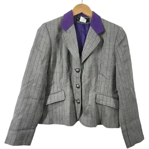 Harve Benard 100% Wool Striped Women's Blazer 6 - Picture 1 of 9